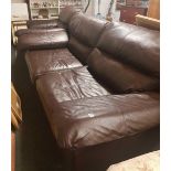 BROWN LEATHER ARMCHAIR & A 2 SEATER SETTEE