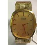 CYMA CHAMBOARD GOLD COLOURED WATCH ON MESH BRACELET