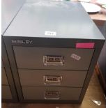 GREY METAL BISLEY 3 DRAWER CABINET 13'' TALL