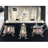 BOXED B'HAM SIL CONDIMENT SET WITH PEPPER, SALT & MUSTARD WITH B.G.L