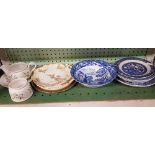 SHELF OF BLUE & WHITE & OTHER CHINA