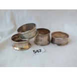 Four various napkin rings