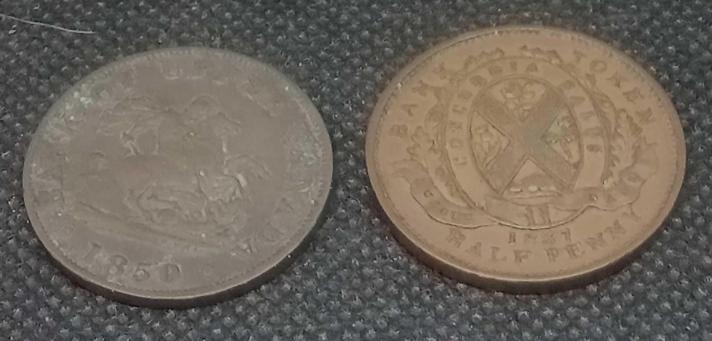 Two bank tokens Canada half-penny 1837 good grade plus 1850 - Image 2 of 2