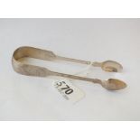 A pair of Exeter fiddle pattern sugar tongs - 1833 by WRS - 22 gms.