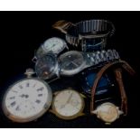 A bag of assorted wrist watches & pocket watches