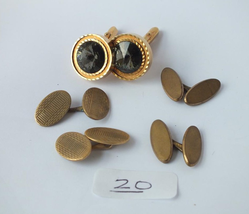 Three pairs of rolled gold cufflinks