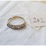 A aquamarine & diamond 1/2 eternity ring in 9ct - size L.5