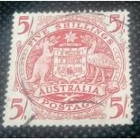 AUSTRALIA. SG224ab. Fine used, 5sh 'arms' on thin paper. Cat £75