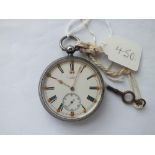 A J.W. Benson silver pocket watch & key