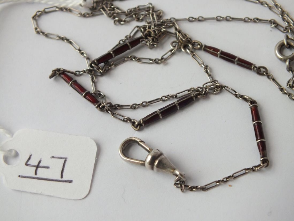 An antique silver and red enamel half-guard chain - Image 2 of 2