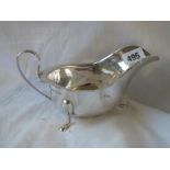 Large oval sauce boat on three pad feet - 7.5" long - Sheffield 1931 - 202 gms.