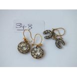 Two pairs of paste set earrings in 9ct