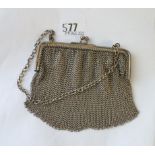 A mesh hand bag - 4.5" wide - Import mark probably for 1919 - 138 gms.