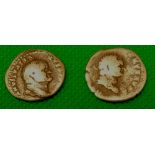 Roman. Dens. Titus as Caesar. S.2439 and an Emperor S.2503. Detectored