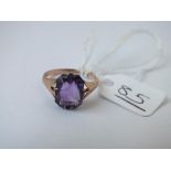A 9ct ring with amethyst stone - marked 9k - size K - 1.85gms