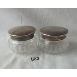 A pair of circular jars with cut bulbous bodies - 3"DIA - B'ham 1928