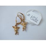 A pair of angel earrings in 14ct gold - 2.3gms