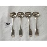 A set of four Georgian fiddle pattern salt spoons - Exeter 1823 by WW