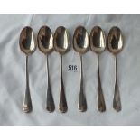 A set of six Georgian Scottish bottom-marked dessert spoons - Edinburgh 1777 by script WD