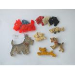 Seven vintage Scottie dog brooches