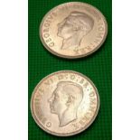 Florin 1942 and half-crown 1945 a.unc