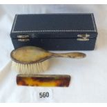 Another christening set of a brush and comb in fitted box