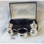 A boxed three-piece cruet set - B'ham 1971