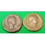 Roman Vespasian. Copper AS. S.2361 var. and another of Domitian Minerva S.2815 var