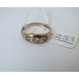 A gypsy ring with CZ (slight misshape) 9ct - size S - 2.1gms