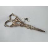 A good pair of Victorian grape scissors, handles cast with vine motifs - London 1889 by EH - 119gms