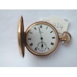 A gents good half-Hunter pocket watch by Waltham with seconds dial - working order