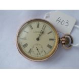 A rolled gold Waltham gents pocket watch with seconds dial
