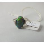 A white gold opal ring in 9ct - size N