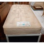 3FT POSTUREPEDIC SINGLE SLATTED BED WITH DIVAN MATTRESS & METAL & BRASS HEADBOARD