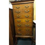 INLAID MAHOGANY MUSIC CABINET IN QUEEN ANN STYLE LEGS