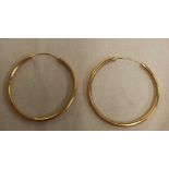 A PAIR OF LARGE 9ct HOOP EARRINGS