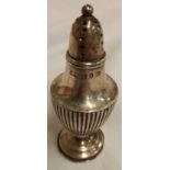 A VICTORIAN HALF FLUTED SIL PEPPER - B'HAM 1893 BY D & F