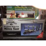 CERAMIC TILE CUTTER & PRECISION DEEP CUT MITRE SAW, BOTH IN BOXES