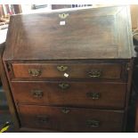 OAK BUREAU CHEST WITH BRASS HANDLES