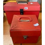 2 RED CARRY CASES OF VINTAGE 78's & 45's