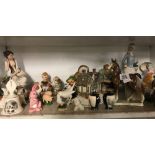 SHELF OF CHINA ANIMALS & FIGURES ETC