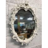 WHITE PAINTED GILT OVAL MIRROR
