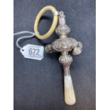 SIL RATTLE WITH BELLS & TEETHER & M.O.P HANDLE