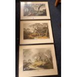 3 LARGE F/G COLOURED GEORGIAN SHOOTING PRINTS (PHEASANT, DUCK & WOOD COCK)