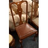 SINGLE HIGH BACKED OAK DINING CHAIR WITH QUEEN ANN STYLE LEGS