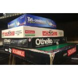 4 BOXES OF BOARD GAMES INCL; MONOPOLY & SCRABBLE