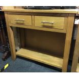 MODERN TEAK SIDE TABLE WITH 2 DRAWERS