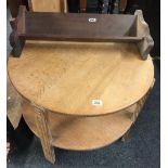 LIGHT OAK 2 TIER CIRCULAR HEELS STYLE COFFEE TABLE WITH CARVED BOOK STAND