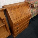 GOOD QUALITY MODERN PINE FITTED BUREAU WITH 4 DRAWERS