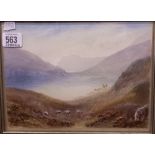 WILLIAM HENRY DYER. MOORLAND LANDSCAPE WITH SHEEP.. WATERCOLOUR, SIGNED. LABEL TO BACK